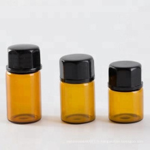 Bouteille de tubes à essai d&#39;huile essentielle de verre d&#39;essai d&#39;ambre de 5ml 10ml